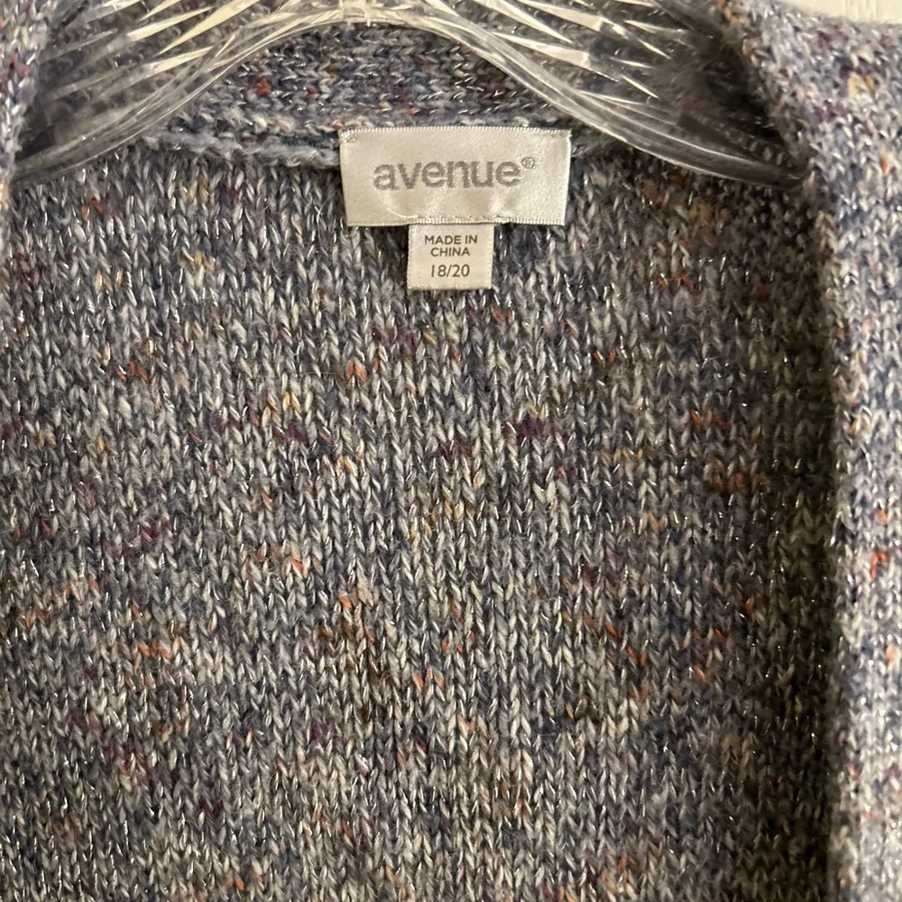 Avenue Women's Cardigan Sweater Gray With Sparkles 18/20 - Picture 2 of 7